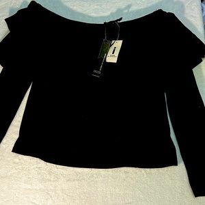 Jeans by buffalo. Black off the shoulder top. Size L. Soft